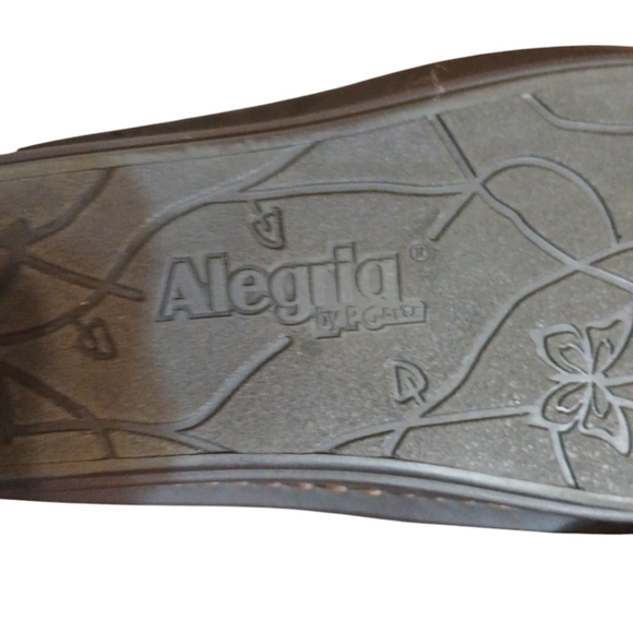 Alegria Engraved Brown Suede Mule Clogs Women's size 6 - Picture 11 of 13